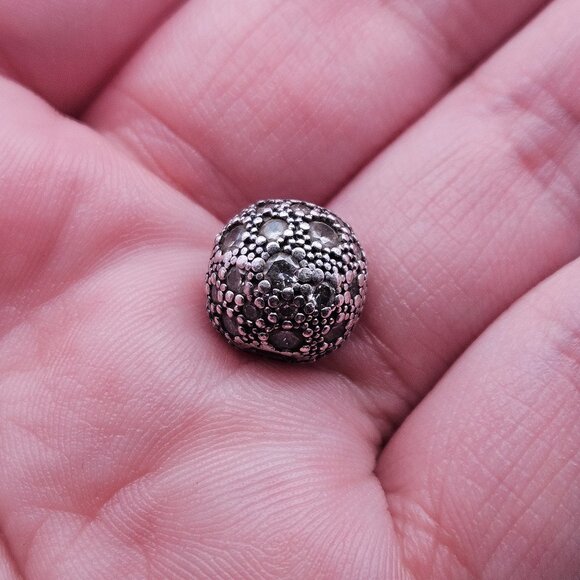 925 Pandora Sterling Silver Cosmic Stars Crystal Sphere Charm Bead - Picture 1 of 8